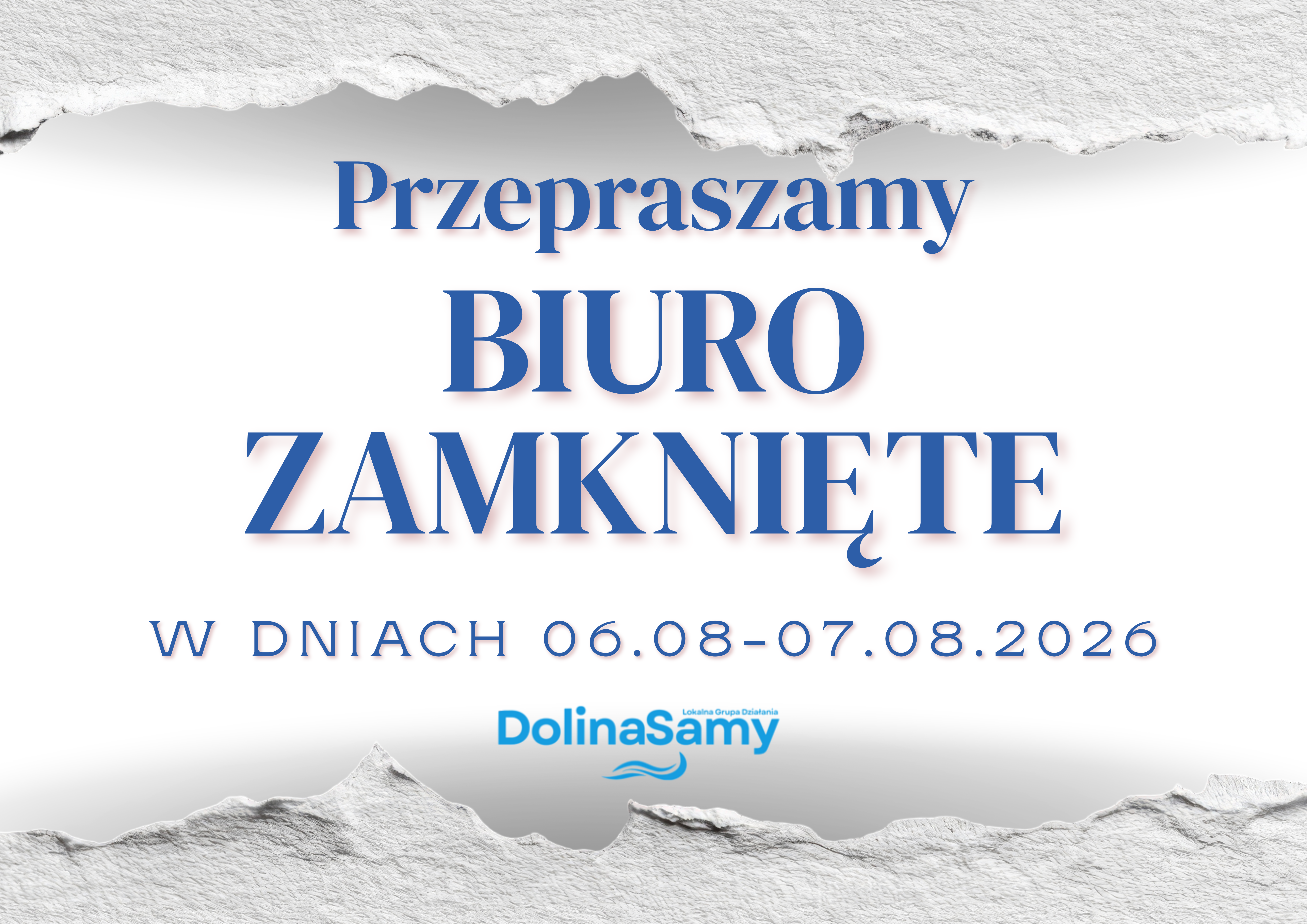grafika informuje o&nbsp;zamknięciu biura w&nbsp;dniach 06.08.2026 i&nbsp;07.08.2026.